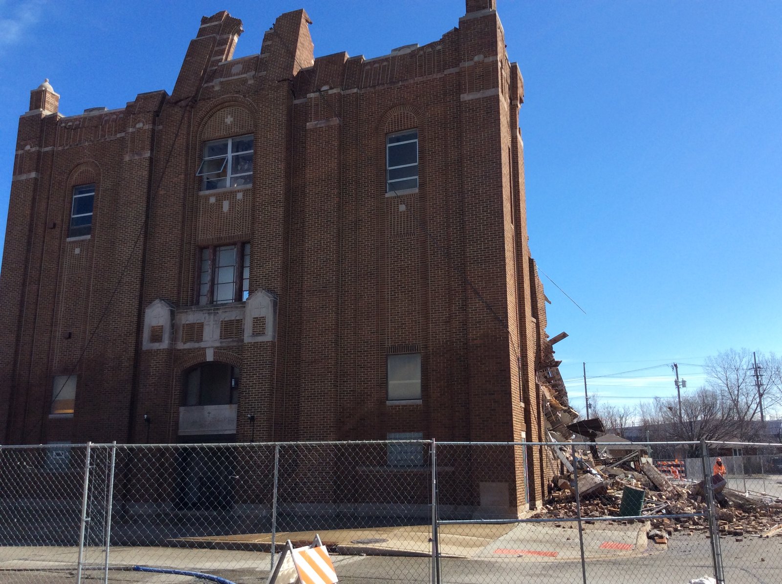 Church demolition in progress