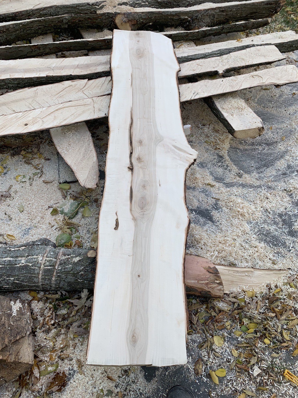 Reclaimed live-edge wood slabs